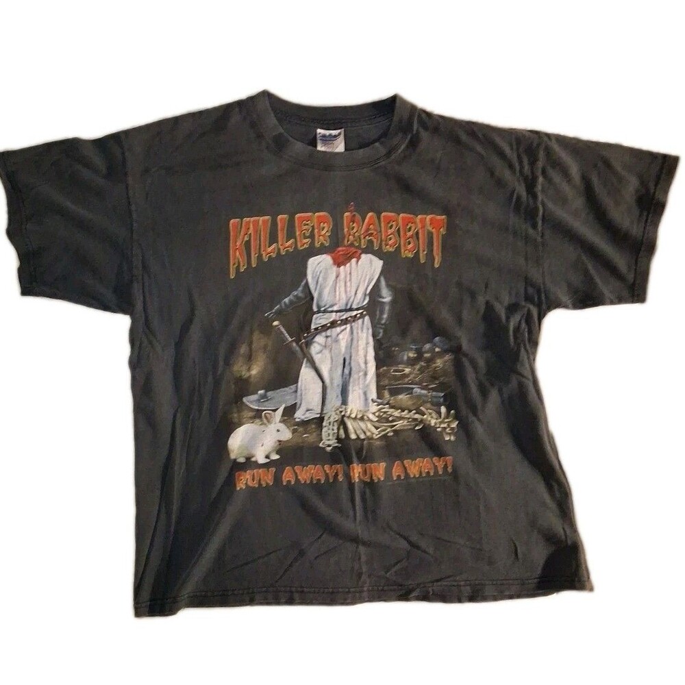 Monty Python Killer Rabbit 2000 Holy Grail Run Away Movie Vintage T Shirt XL